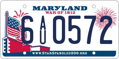 MD license plate 6AU0572