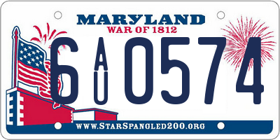 MD license plate 6AU0574