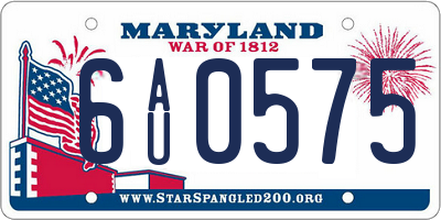 MD license plate 6AU0575