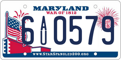 MD license plate 6AU0579