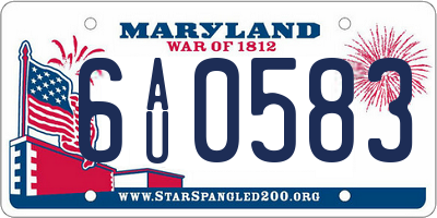 MD license plate 6AU0583