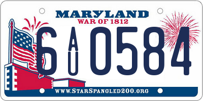 MD license plate 6AU0584