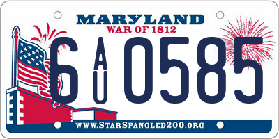 MD license plate 6AU0585