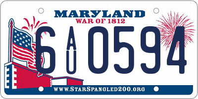 MD license plate 6AU0594