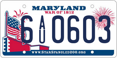 MD license plate 6AU0603