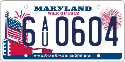 MD license plate 6AU0604
