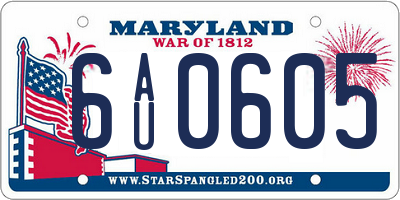MD license plate 6AU0605