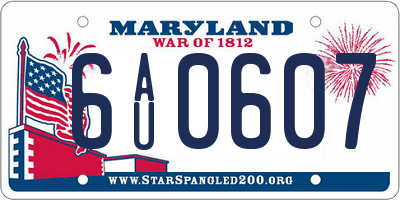 MD license plate 6AU0607