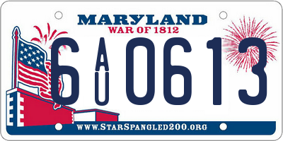 MD license plate 6AU0613