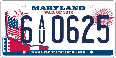 MD license plate 6AU0625