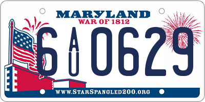 MD license plate 6AU0629