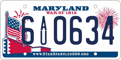 MD license plate 6AU0634