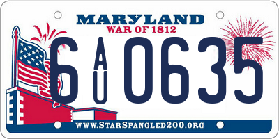 MD license plate 6AU0635