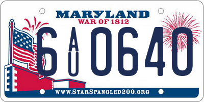 MD license plate 6AU0640