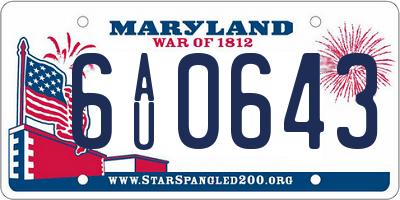 MD license plate 6AU0643
