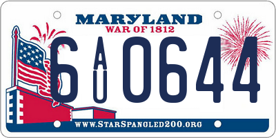 MD license plate 6AU0644