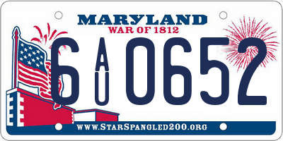 MD license plate 6AU0652