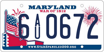 MD license plate 6AU0672
