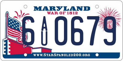MD license plate 6AU0679