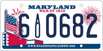 MD license plate 6AU0682