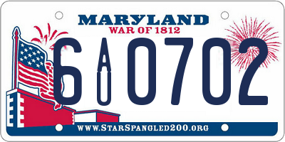 MD license plate 6AU0702