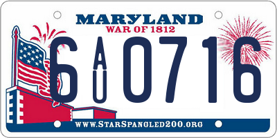 MD license plate 6AU0716