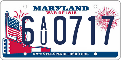 MD license plate 6AU0717