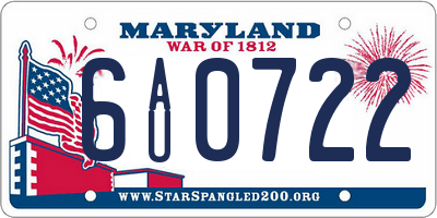 MD license plate 6AU0722