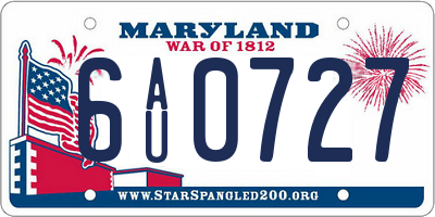 MD license plate 6AU0727