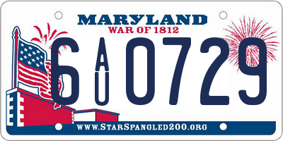 MD license plate 6AU0729