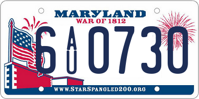 MD license plate 6AU0730
