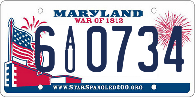 MD license plate 6AU0734
