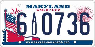 MD license plate 6AU0736