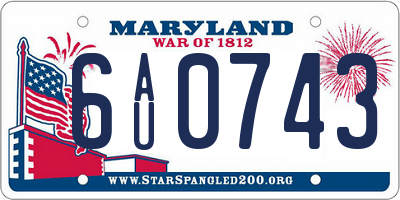 MD license plate 6AU0743