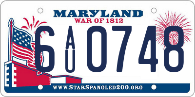 MD license plate 6AU0748