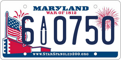 MD license plate 6AU0750