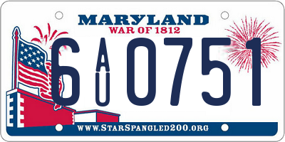 MD license plate 6AU0751
