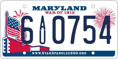 MD license plate 6AU0754