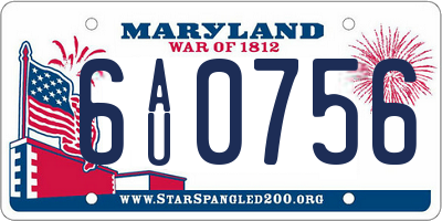 MD license plate 6AU0756