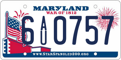 MD license plate 6AU0757