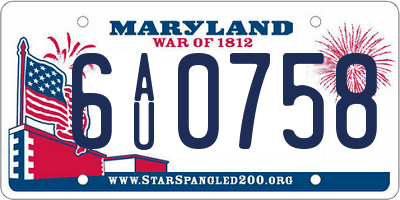 MD license plate 6AU0758