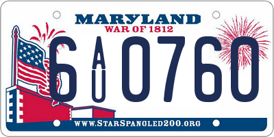 MD license plate 6AU0760