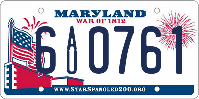 MD license plate 6AU0761