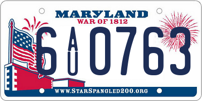 MD license plate 6AU0763