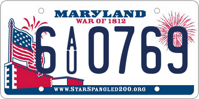 MD license plate 6AU0769