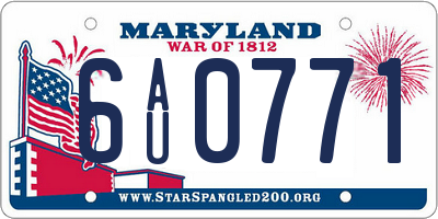 MD license plate 6AU0771