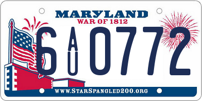 MD license plate 6AU0772