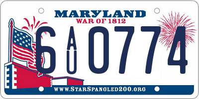 MD license plate 6AU0774