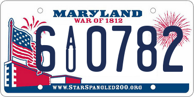 MD license plate 6AU0782