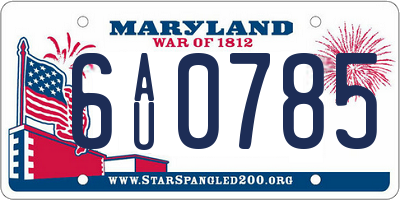 MD license plate 6AU0785